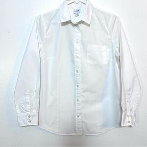 J.Crew White Fitted Women’s Blouse Shirt 100% Cotton Size Petite 10.